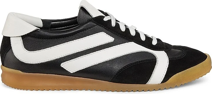 Women's Track Leather & Suede Sneakers - Black White - Size 6