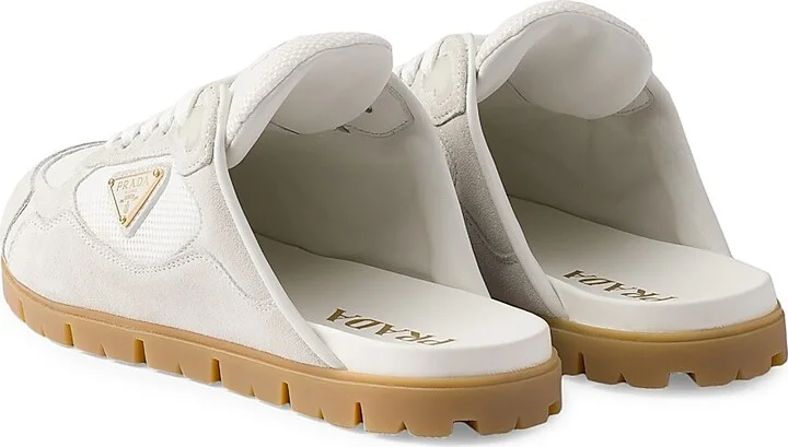 Women's Trail Mesh Fabric and Suede Mules - White Grey - Size 7 - Image 3