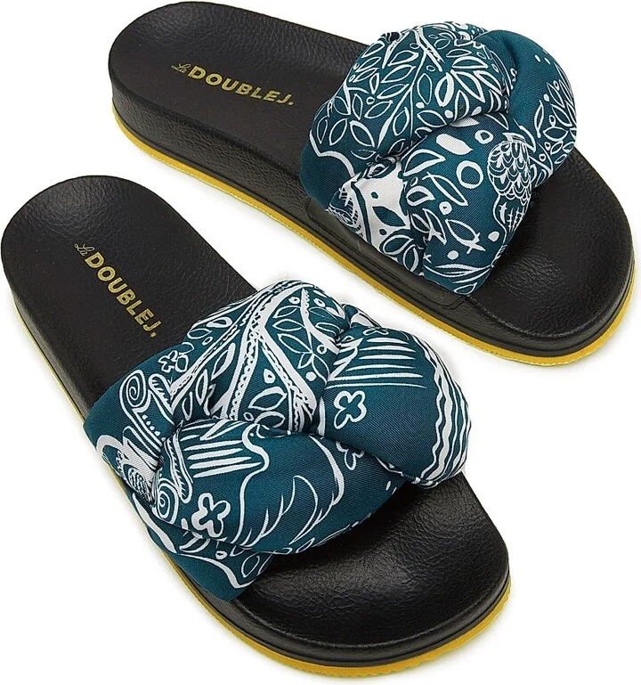 Women's Treccia Slides - Ionic Blue Petrol - Size 5 Sandals - Image 2