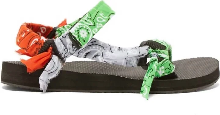 Women's Trekky Bandana Sandal In Mix Green