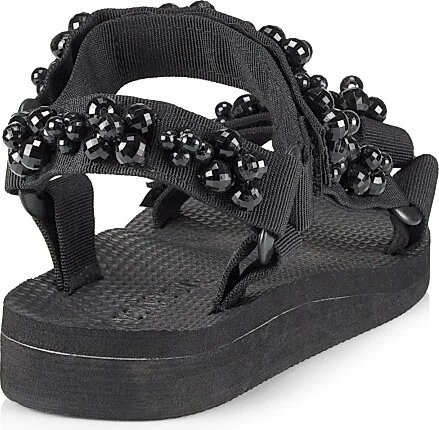 Women's Trekky Faux Pearl-Embellished Sandals - Black Pearl - Size 6 - Image 3