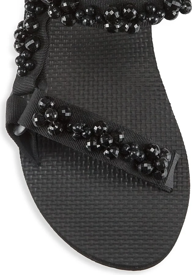 Women's Trekky Faux Pearl-Embellished Sandals - Black Pearl - Size 6 - Image 4