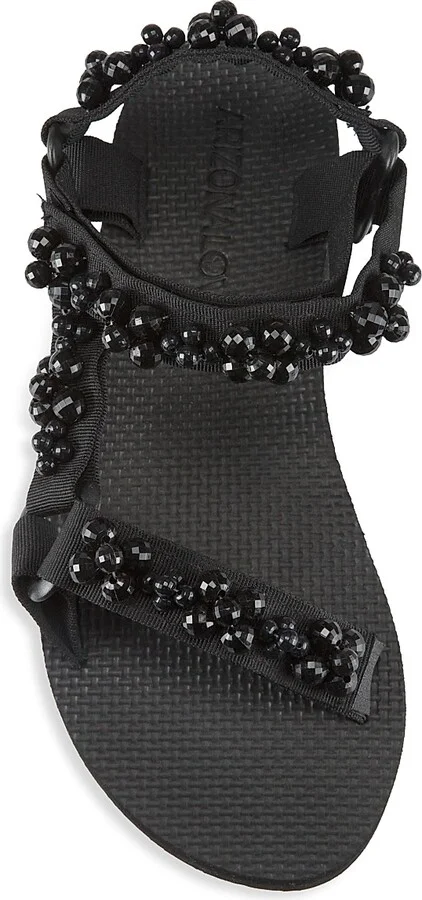 Women's Trekky Faux Pearl-Embellished Sandals - Black Pearl - Size 6 - Image 5