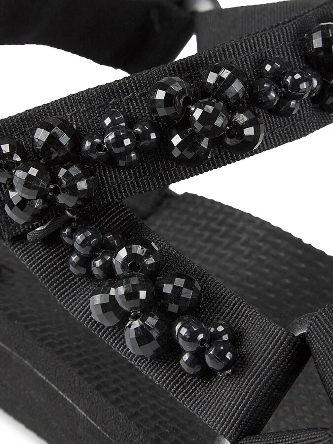 Women's Trekky Faux Pearl-Embellished Sandals - Black Pearl - Size 6 - Image 6