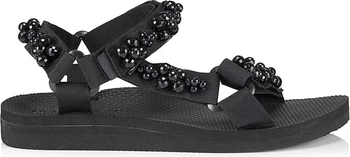Women's Trekky Faux Pearl-Embellished Sandals - Black Pearl - Size 6