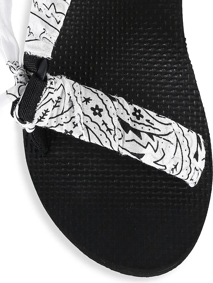 Women's Trekky Handmade Bandana Sport Sandals - White - Size 6 - Image 4
