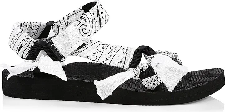 Women's Trekky Handmade Bandana Sport Sandals - White - Size 6