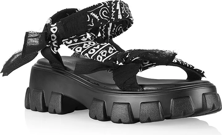 Women's Trekky Leather Platform Sport Sandals - Black - Size 10 - Image 2