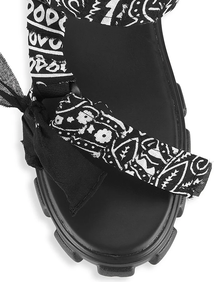 Women's Trekky Leather Platform Sport Sandals - Black - Size 10 - Image 4