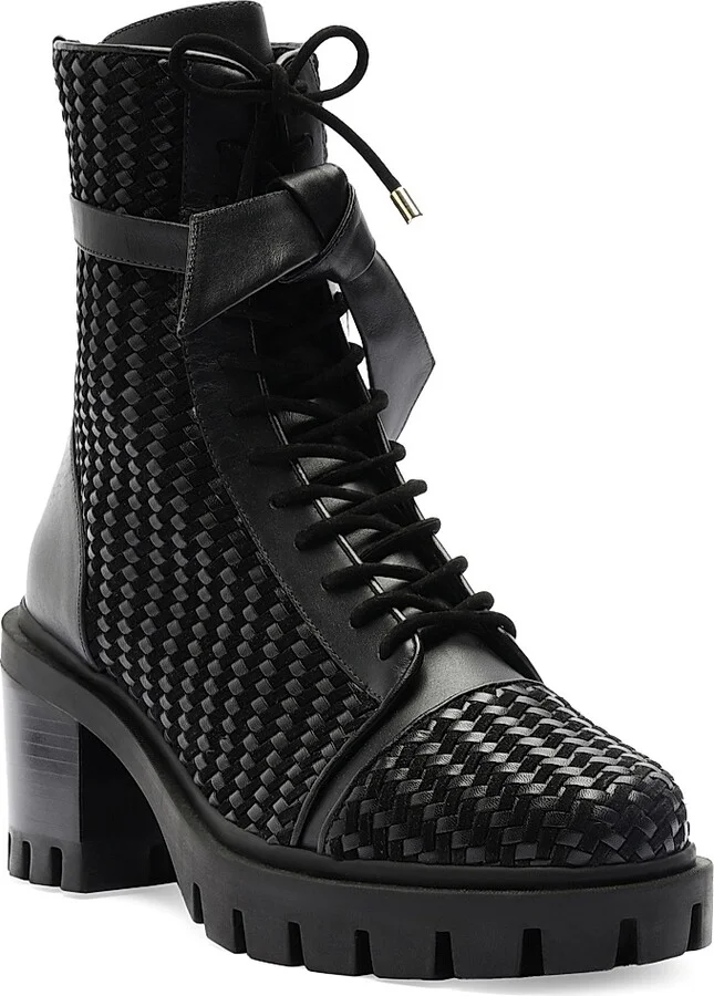 Women's Tresse Combat Textured Ankle Boots - Black - Size 6 - Image 2