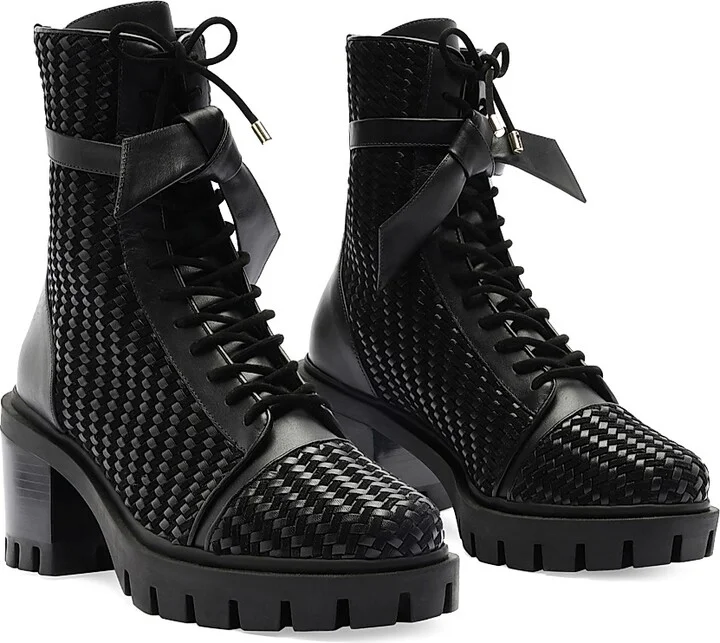 Women's Tresse Combat Textured Ankle Boots - Black - Size 6 - Image 3