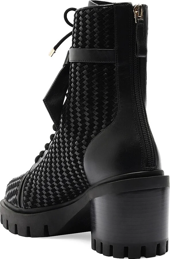 Women's Tresse Combat Textured Ankle Boots - Black - Size 6 - Image 5