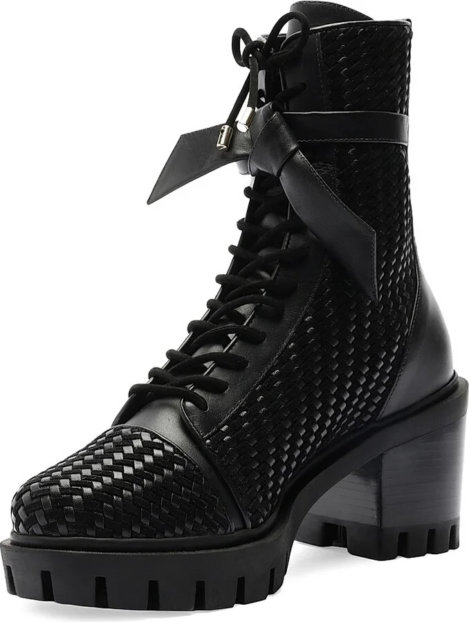 Women's Tresse Combat Textured Ankle Boots - Black - Size 6 - Image 6