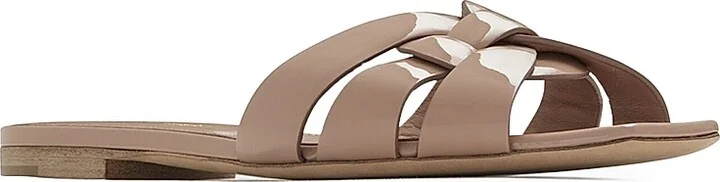 Women's Tribute Flat Mules in Patent Leather - Beige - Size 5 - Image 2