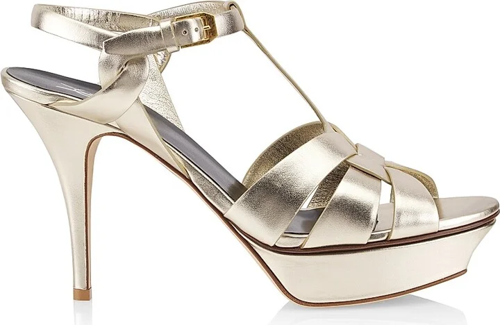 Women's Tribute Metallic Leather Sandals - Platino - Size 6