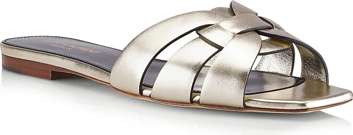 Women's Tribute Metallic Leather Slides - Platino - Size 5 - Image 2