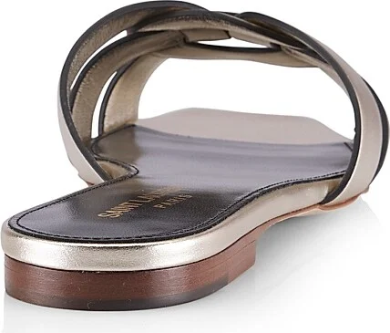 Women's Tribute Metallic Leather Slides - Platino - Size 5 - Image 3