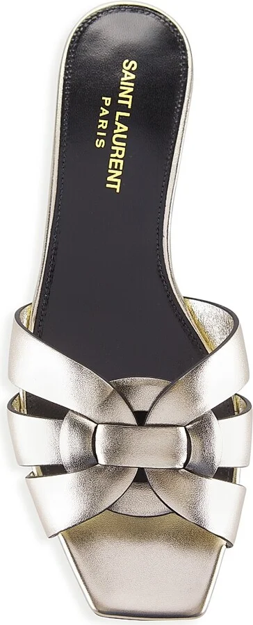 Women's Tribute Metallic Leather Slides - Platino - Size 5 - Image 5
