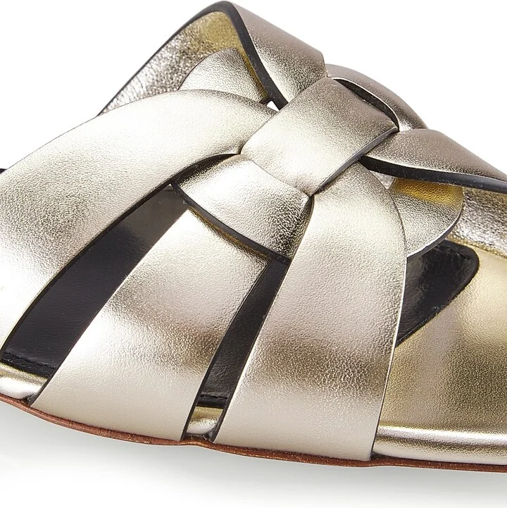 Women's Tribute Metallic Leather Slides - Platino - Size 5 - Image 6