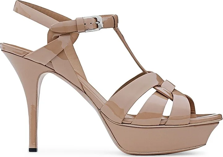 Women's Tribute Platform Sandals in Patent Leather - Beige - Size 6