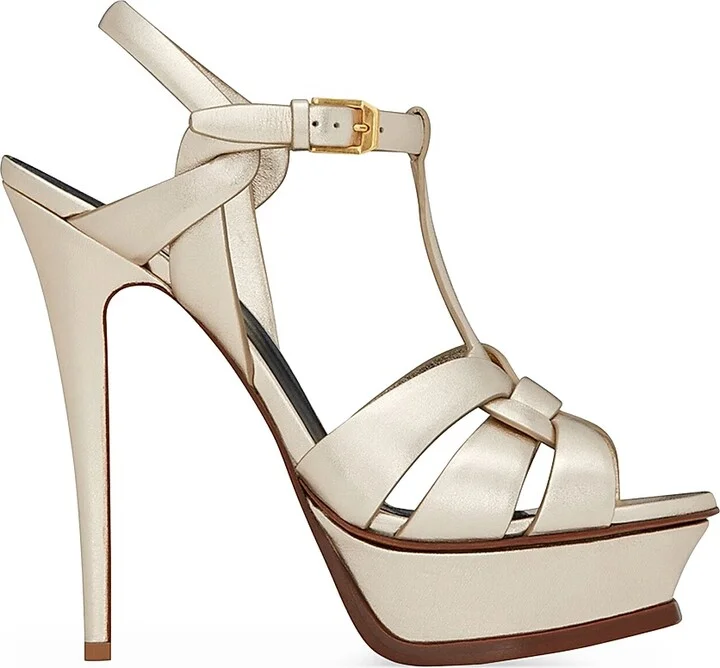 Women's Tribute Sandals In Metallic Leather - Pale Gold - Size 7