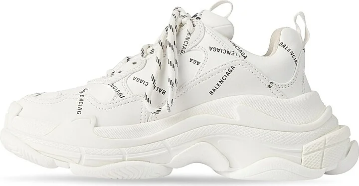 Women's Triple S Sneakers Allover Logo - White Black - Size 5 - Image 3