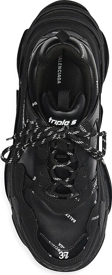 Women's Triple S Sneakers Allover Logo - White Black - Size 5 - Image 7