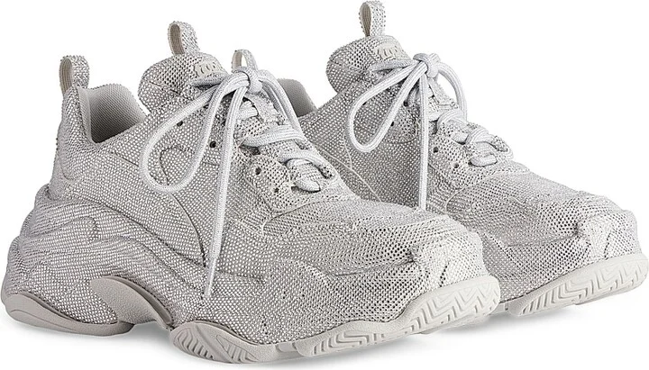 Women's Triple S Sneakers with Rhinestones - Light Grey - Size 6 - Image 2