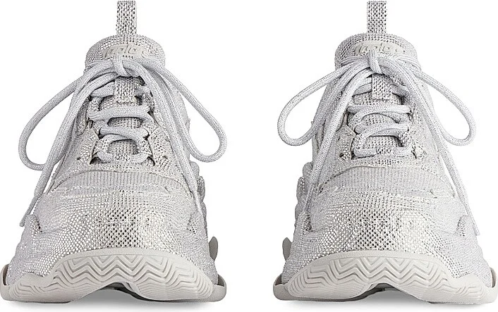 Women's Triple S Sneakers with Rhinestones - Light Grey - Size 6 - Image 4