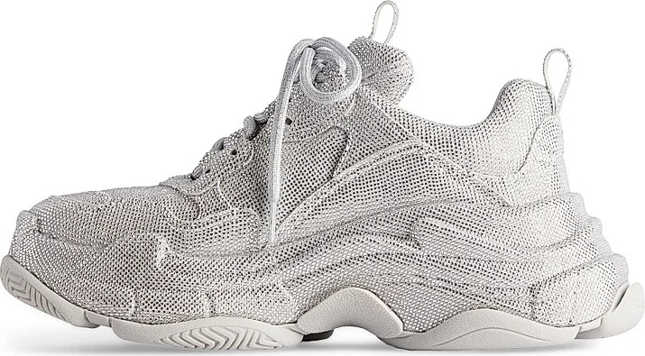 Women's Triple S Sneakers with Rhinestones - Light Grey - Size 6 - Image 6