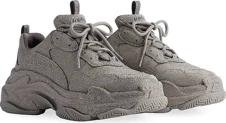 Women's Triple S Sneakers with Rhinestones - Light Grey - Size 6 - Image 8