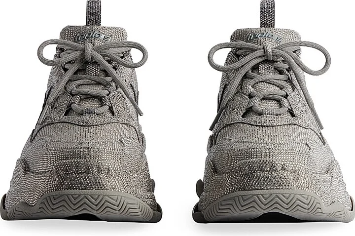 Women's Triple S Sneakers with Rhinestones - Light Grey - Size 6 - Image 10