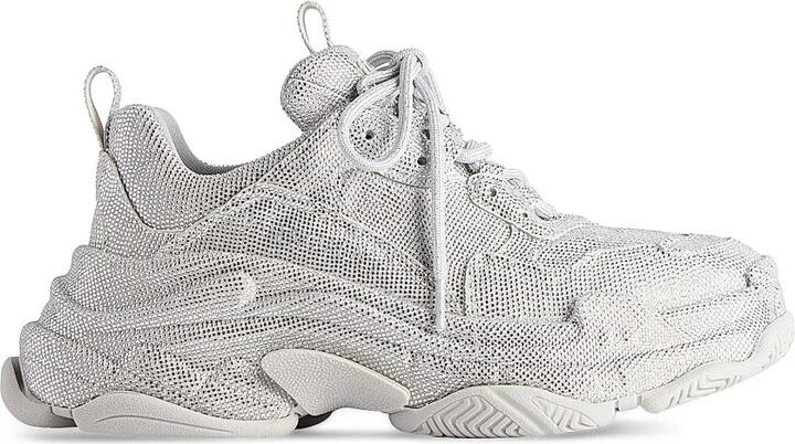 Women's Triple S Sneakers with Rhinestones - Light Grey - Size 6