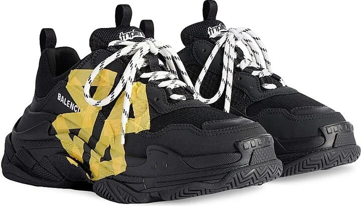 Women's Triple S Tape Type Sneakers - Black - Size 4 - Image 2