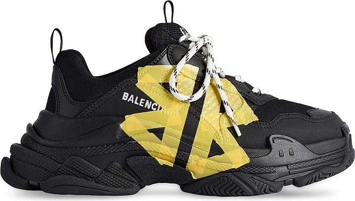 Women's Triple S Tape Type Sneakers - Black - Size 4