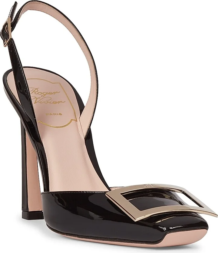 Women's Trompette Metal Buckle 70MM Slingback Pumps - Nero - Size 7 - Image 2
