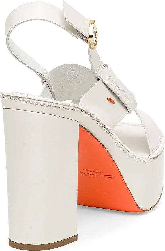 Women's Tropez 100MM Leather Platform Sandals - White - Size 7.5 - Image 4