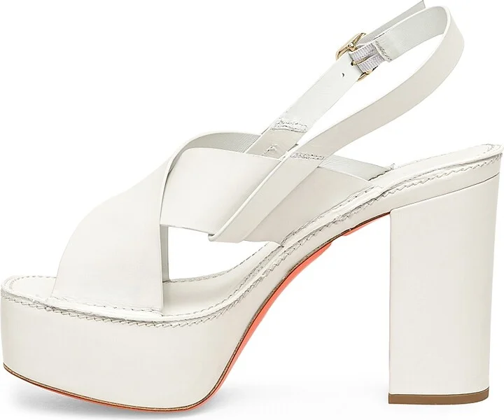 Women's Tropez 100MM Leather Platform Sandals - White - Size 7.5 - Image 5