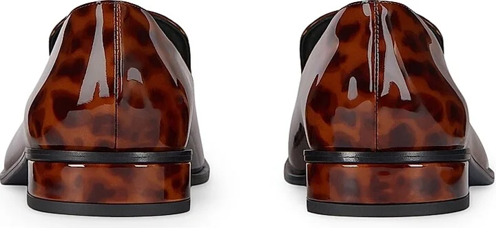 Women's Tux Patent Leather Tortoise Shell Loafers - Dark Brown Black - Size 6 - Image 5