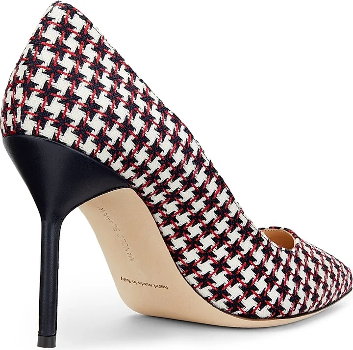 Women's Tweed Stiletto Pumps - Black White - Size 12 - Image 3