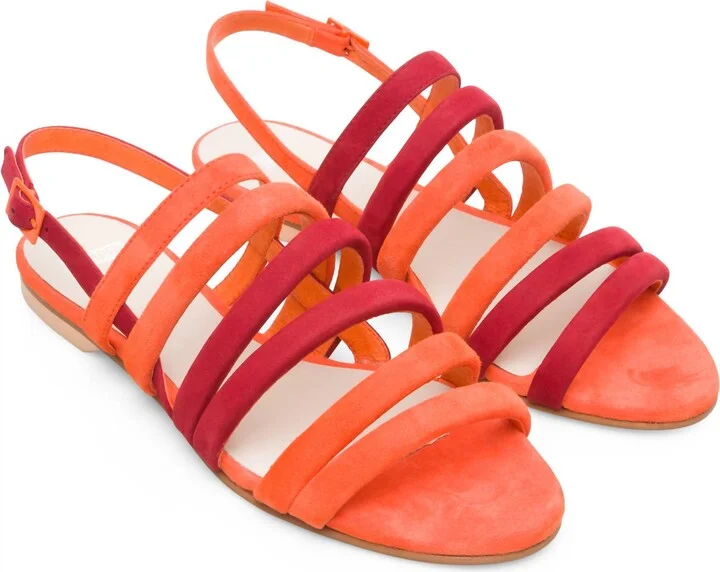 Women's Twins Multicolored Sandals In Oranger, Red