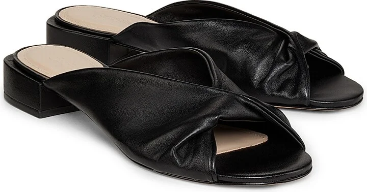 Women's Twisted Leather Sandals - Black - Size 5 - Image 2