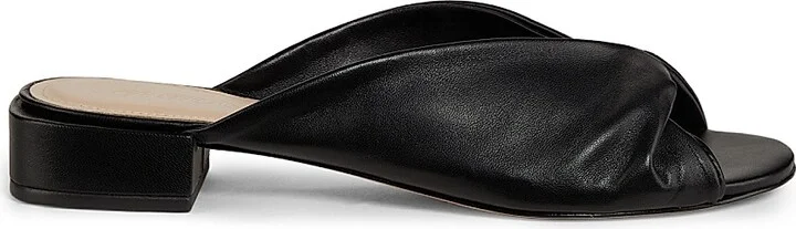 Women's Twisted Leather Sandals - Black - Size 5