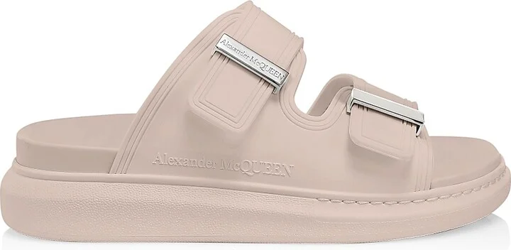 Women's Two-Band Rubber Slides - Pink - Size 8.5 Sandals