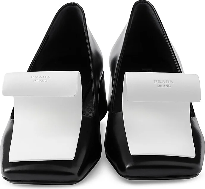 Women's Two-Tone 35MM Brushed Leather Pumps - Black - Size 7 - Image 4