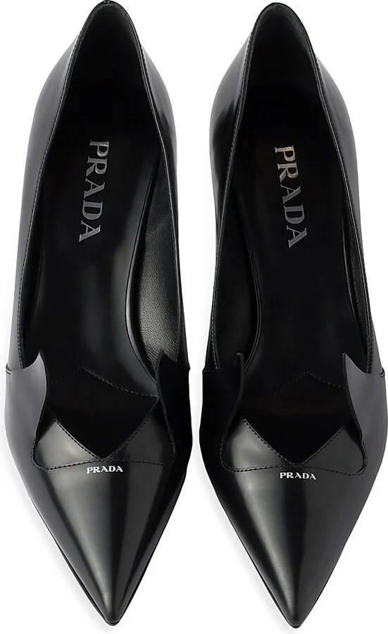 Women's Two-Tone Brushed Leather 55MM Pumps - Black - Size 10 - Image 3