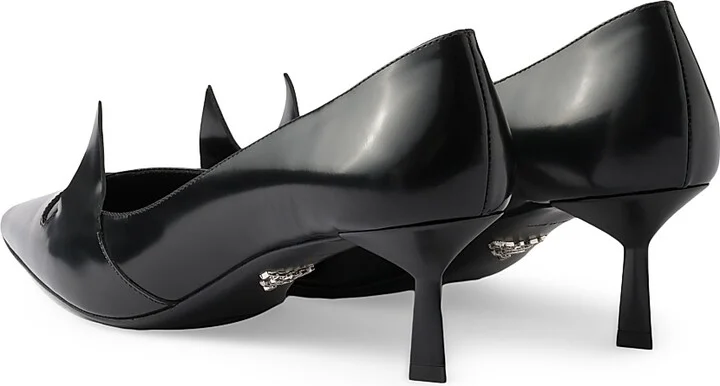 Women's Two-Tone Brushed Leather 55MM Pumps - Black - Size 10 - Image 4