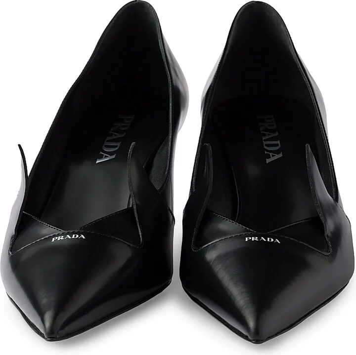 Women's Two-Tone Brushed Leather 55MM Pumps - Black - Size 10 - Image 5