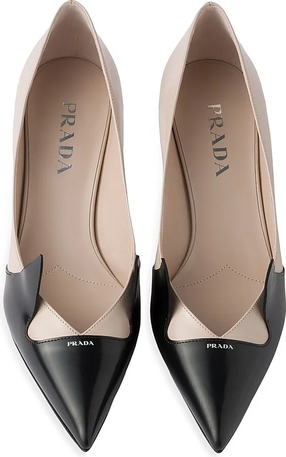 Women's Two-Tone Brushed Leather 55MM Pumps - Black - Size 10 - Image 6