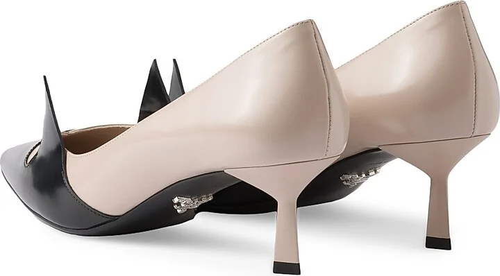 Women's Two-Tone Brushed Leather 55MM Pumps - Black - Size 10 - Image 7